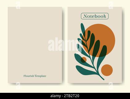 Notebook cover template minimalist design. Printable stationery with flourish elements. Stock Vector