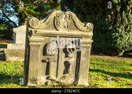 An old headstone in West Kirk Church, Culross, Fife, Scotland Stock Photo