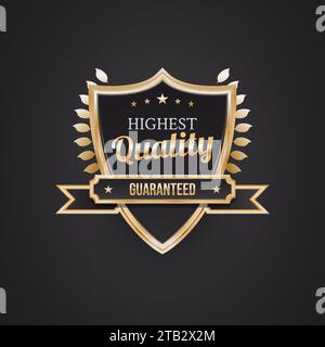 Highest Quality Badge with Black and Gold Shield Stock Vector