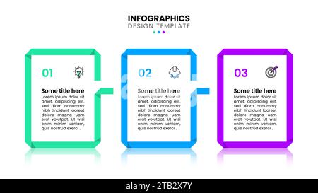 Infographic template with icons and 3 options or steps. Origami banners. Can be used for workflow layout, diagram, webdesign. Vector illustration Stock Vector