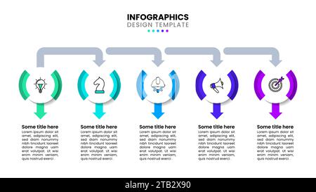 Infographic template with icons and 5 options or steps. Circles. Can be used for workflow layout, diagram, webdesign. Vector illustration Stock Vector