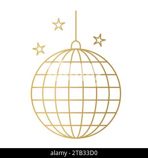 golden disco ball outline icon- vector illustration Stock Vector