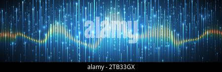 Technology background. Big data concept. Binary computer code. Hand drawn vector illustration. Stock Vector