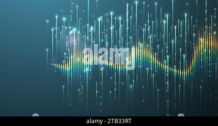 Technology background. Big data concept. Binary computer code. Hand drawn vector illustration. Stock Vector