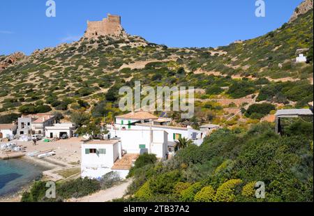 Cabrera Archipelago National Park. Castle, port and maquis shrubland. Majorca, Balearic Islands, Spain. Stock Photo