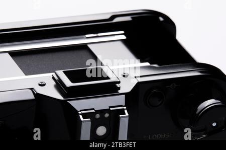 Analog camera Canon AE1. Close up of technical parts. Stock Photo