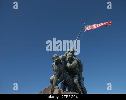 The United States Marine Corps War Memorial (Iwo Jima Memorial) is a national memorial located in Arlington County, Virginia. The memorial was dedicat Stock Photo