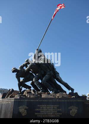 The United States Marine Corps War Memorial (Iwo Jima Memorial) is a national memorial located in Arlington County, Virginia. The memorial was dedicat Stock Photo
