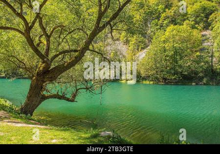 The River Una near Orasac, Bihac, in the Una National Park. Una-Sana Canton, Federation of Bosnia and Herzegovina. Early September Stock Photo