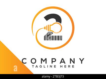 Letter 2 electric bulb Design Vector Template. industrial and technology logo symbols Stock Vector