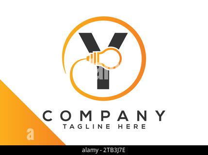 Letter Y electric bulb Design Vector Template. industrial and technology logo symbols Stock Vector