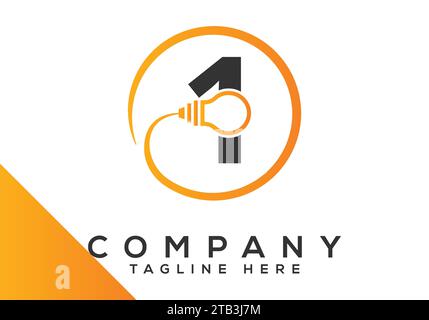 Letter 1 electric bulb Design Vector Template. industrial and technology logo symbols Stock Vector
