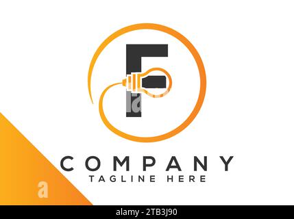 Letter F electric bulb Design Vector Template. industrial and technology logo symbols Stock Vector