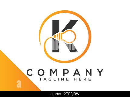 Letter K electric bulb Design Vector Template. industrial and technology logo symbols Stock Vector