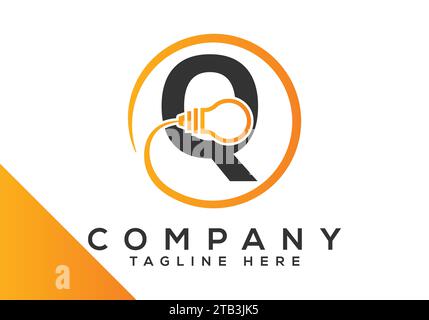 Letter Q electric bulb Design Vector Template. industrial and technology logo symbols Stock Vector