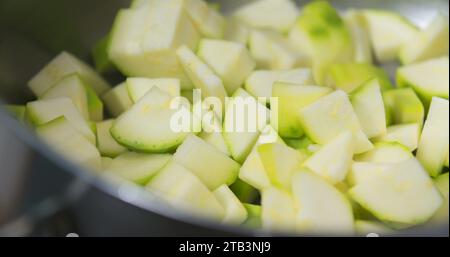 Fresh Zucchini slices on plate. Fresh Vegetables on Plate Stock Photo