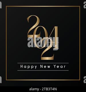 Luxury Happy New Year 2024 New Year Wishes Post Design Abstract 2024 Letter Design and Christmas New Year Stock Vector