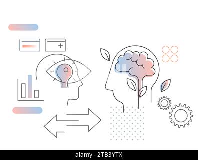 Human Psychology Growth Mindset - Abstract Illustration as EPS 10 File Stock Vector