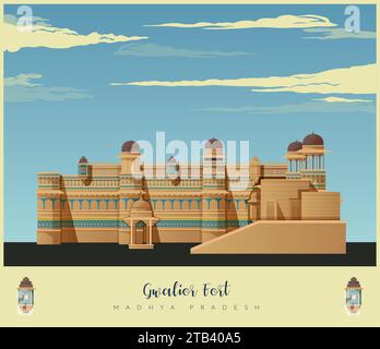 Gwalior Fort - A hill fort - Stock Illustration as EPS 10 File Stock Vector