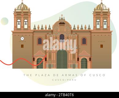 The Plaza de Armas of Cusco - Stock Illustration  as EPS 10 File Stock Vector