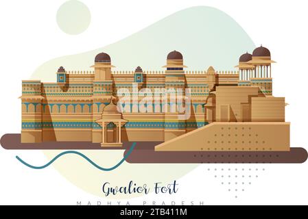 Gwalior Fort - A hill fort - Stock Illustration as EPS 10 File Stock Vector