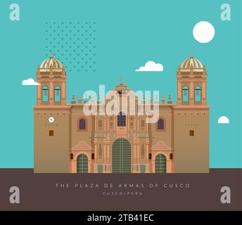 The Plaza de Armas of Cusco - Stock Illustration  as EPS 10 File Stock Vector