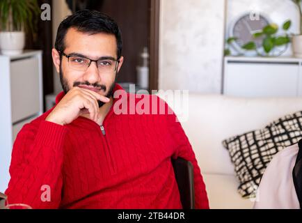 Portrait for cheerful male with confident look on his face Stock Photo