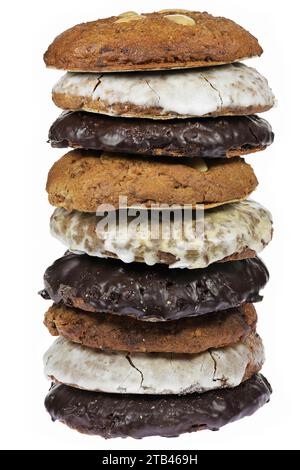 Original Nuremberg Elisen type Lebkuchen (gingerbread) isolated on white background. Stock Photo