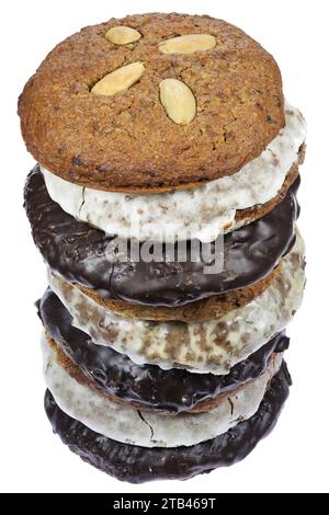 Original Nuremberg Elisen type Lebkuchen (gingerbread) isolated on white background. Stock Photo