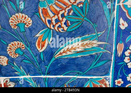 Ancient Handmade Tiles with floral patterns Stock Photo