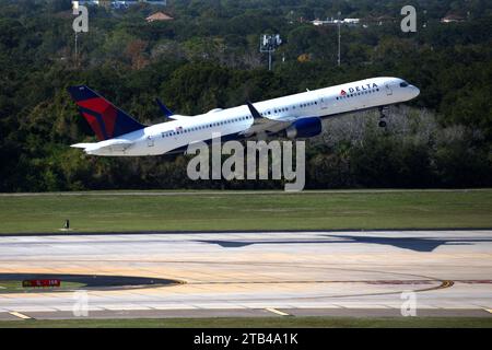 A commercial jet during takeoff Stock Photo