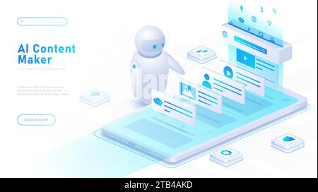 AI content maker vector white poster Stock Vector