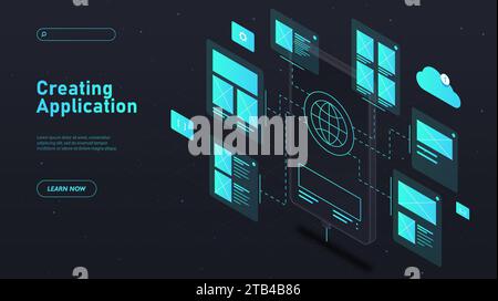 Creating web application black poster vector Stock Vector