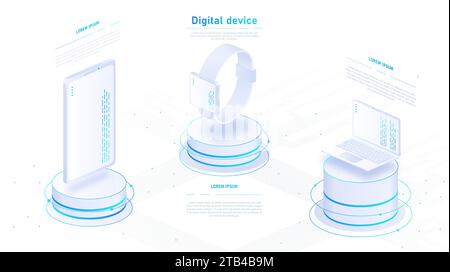 Digital devices white poster vector Stock Vector