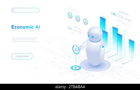 Economic Ai white poster vector Stock Vector