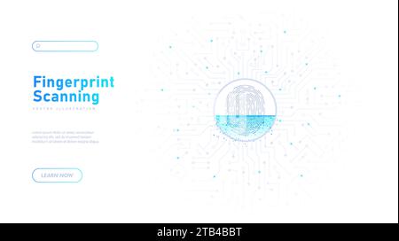 Fingerprint scanning white poster vector Stock Vector
