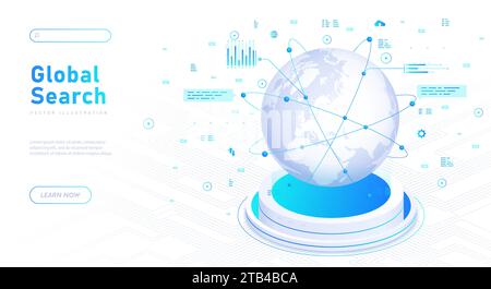 Global search white poster vector Stock Vector