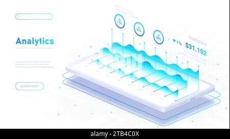 Phone system analytics white poster vector Stock Vector