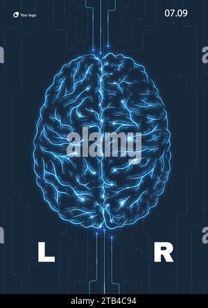 Technology medical banner with brains vector Stock Vector