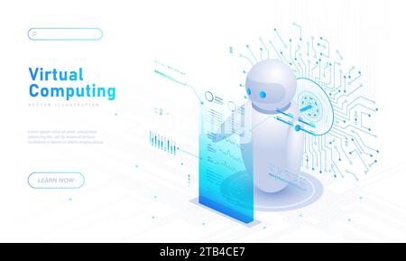 Virtual computing white poster vector Stock Vector
