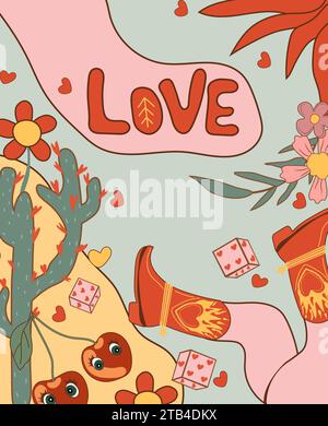 Set Valentines Day Cards 80s Style Stock Vector (Royalty Free