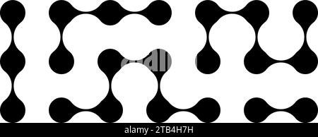 Black meta balls set. Connected morph dots. Liquid blobs pattern collection. Thin integration abstract concept. Rounded design elements bundle for logo, icon, tag, emblem, poster. Vector illustration Stock Vector