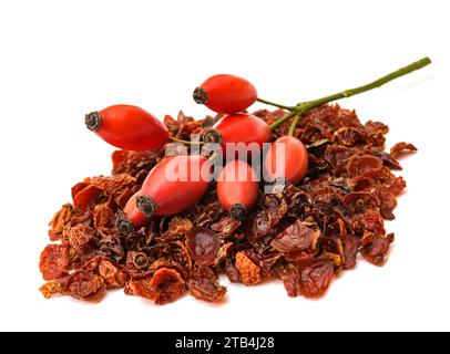 Dog rose berries isolated on white background Stock Photo