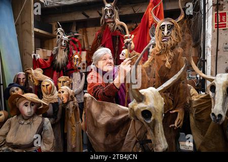 Renowned puppetry artist Lyndie Wright opens her workshop showcasing over 150 original creations that encapsulate a lifetime dedicated to puppetry. Stock Photo