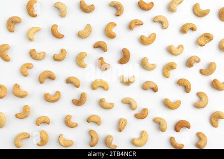 pattern of cashew nuts on white background, snack food concept Stock Photo