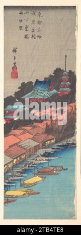 View of the Asakusa Kinryuzan Temple from the Azuma Bridge in the Rain 1914 by Utagawa Hiroshige Stock Photo