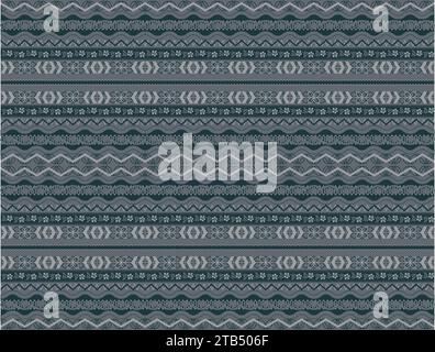 Nordic tribal gray geometric indigenous-inspired seamless pattern. Stock Vector