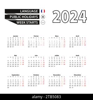 Calendar 2024 In French Language Week Starts On Monday Vector Calendar 2024 Year 2tb5083 