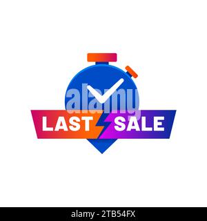 Last time offer, countdown sale icon and banner, hurry up badge. Isolated vector emblem with stopwatch. Hurry, clock is ticking, grab your deals before they vanish. Limited time offer awaits, act now Stock Vector