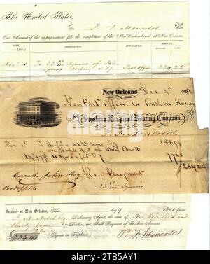 Voucher for Fireproof Roofing on Post Office in the New Orleans Custom House, 121860 (Front). Stock Photo